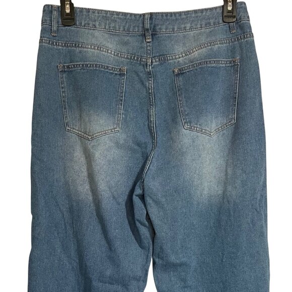 Distressed Denim Joggers With Elastic Cuffs Womens Size 32 Destroyed Shein - Picture 4 of 6